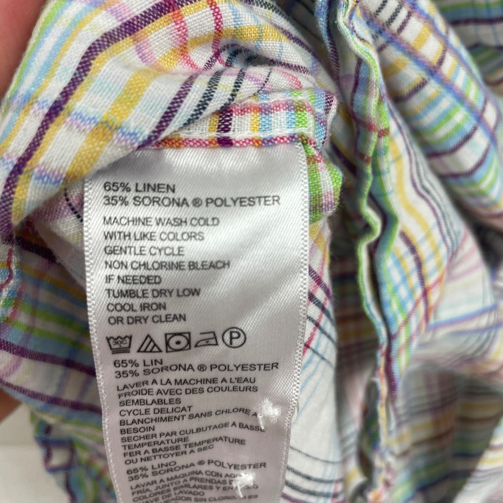 Tommy Bahama XL Mens Linen Blend Long Sleeve Plaid Button Down Shirt - Picture 4 of 11